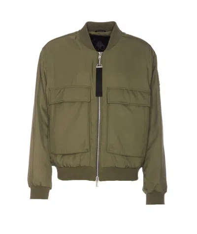 Moose Knuckles Alder Twill Bomber Jacket In Green