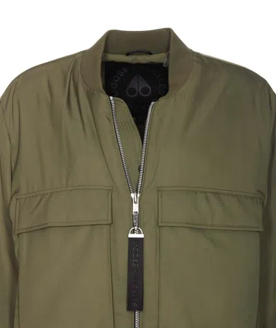 Moose Knuckles Alder Twill Bomber Jacket In Green