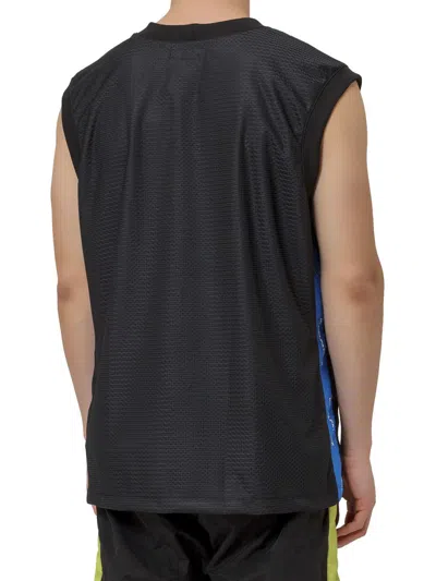 Daniel Patrick Mesh Over Tank Top With Side Bands In Black
