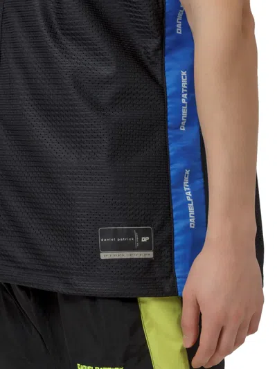 Daniel Patrick Mesh Over Tank Top With Side Bands In Black