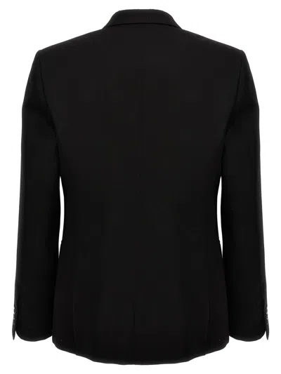 Off-white Double-breasted Tattoo Blazer With Satin Peak Lapel In Black