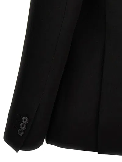 Off-white Double-breasted Tattoo Blazer With Satin Peak Lapel In Black