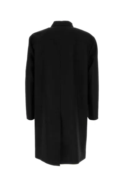 Gucci Wool Coat With Long Sleeves And Side Pockets In Black