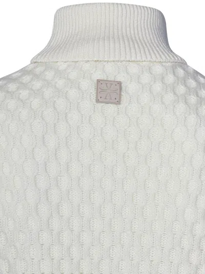 Jacob Cohen Turtleneck Sweater With Textured Honeycomb Pattern In White