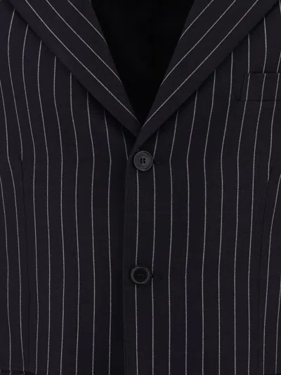 Off-white Pinstriped Blazer With Structured Silhouette In Blue