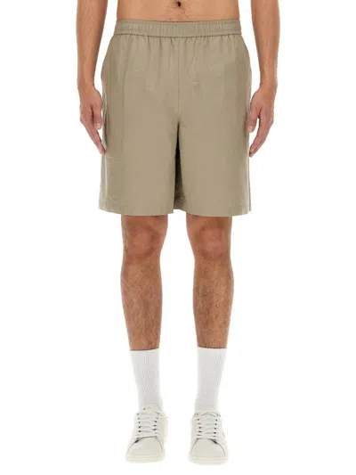 Fred Perry Elasticated Cotton Shorts In Green