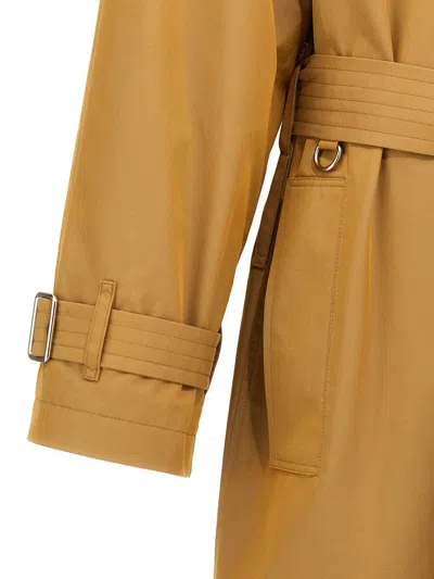 Burberry Double-breasted Long Trench Coat In Beige