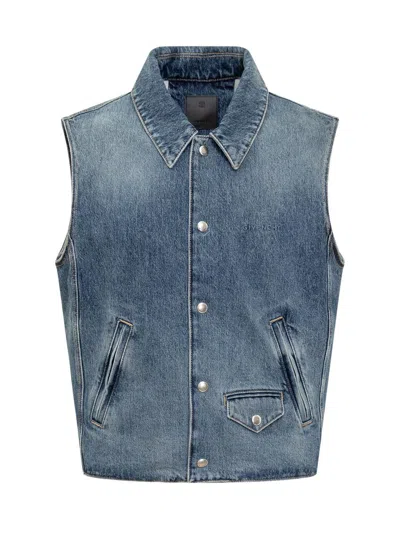 Givenchy Denim Vest In Blue
