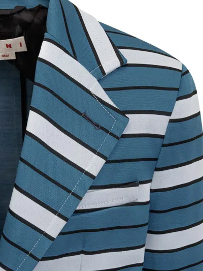 Marni Single Breasted Blazer In Blue