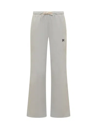 Palm Angels Cotton Blend Track Pants With Logo In Grey