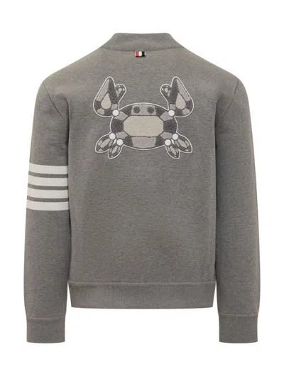 Thom Browne 4bar Crab Bomber In Grey