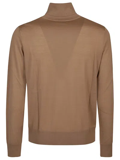 Dsquared2 Turleneck Sweater With Ton On Ton Monogram In Brown