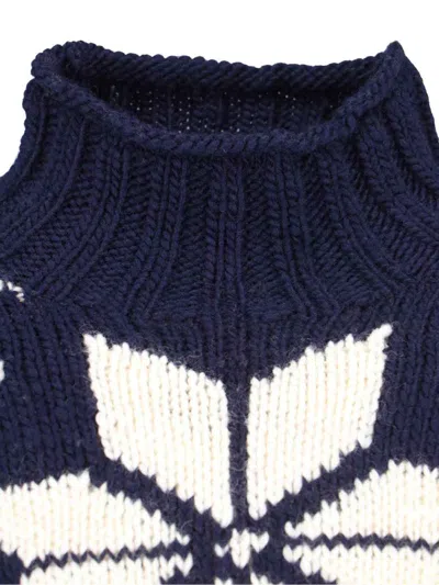 Polo Ralph Lauren Knitted Pattern Crewneck Sweater With Ribbed Finish In Blue