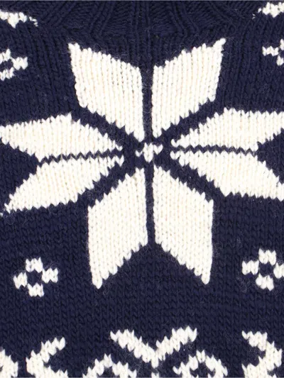 Polo Ralph Lauren Knitted Pattern Crewneck Sweater With Ribbed Finish In Blue