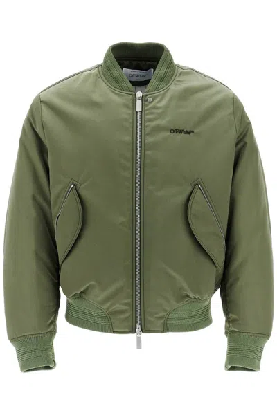 Off-white Padded Nylon Bomber Jacket In Brown