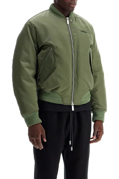 Off-white Padded Nylon Bomber Jacket In Brown