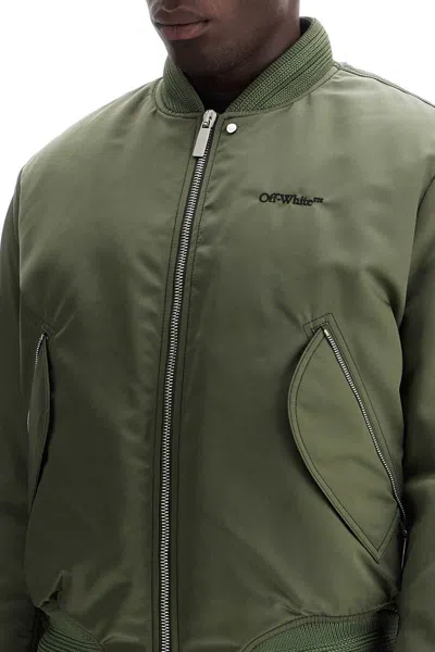 Off-white Padded Nylon Bomber Jacket In Brown
