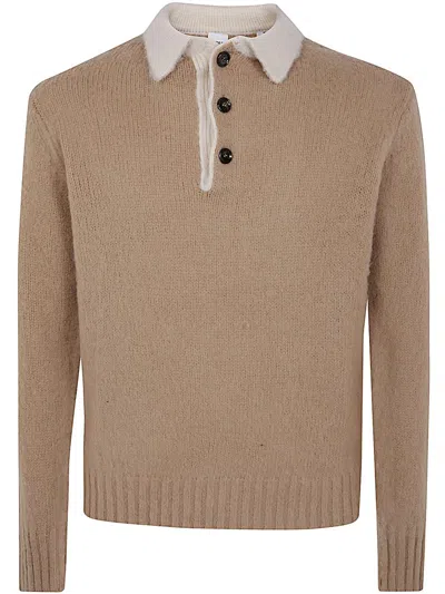 Aspesi Polo Maglia Con Contrasto In Brown