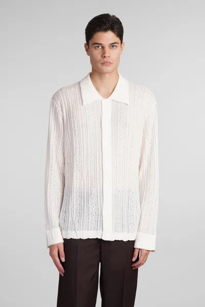 Séfr Ignacio Cotton Linen Checked Long Sleeve Shirt In Beige