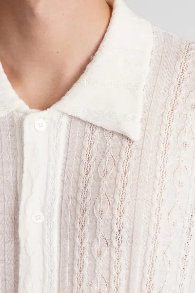 Séfr Ignacio Cotton Linen Checked Long Sleeve Shirt In Beige