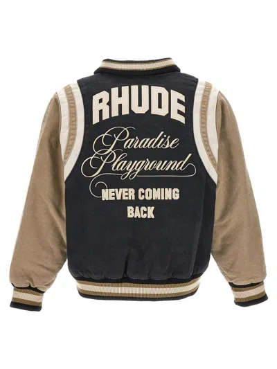 Rhude Logo-embroidered Canvas Bomber Jacket In Multicoloured