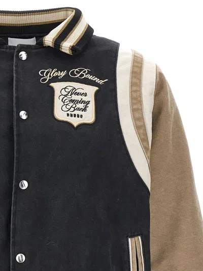 Rhude Logo-embroidered Canvas Bomber Jacket In Multicoloured
