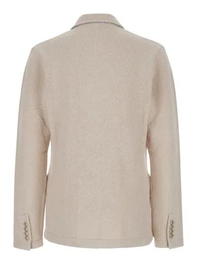 Eleventy Beige Double-breasted Jacket With Peak Revers In Wool Man In Beige