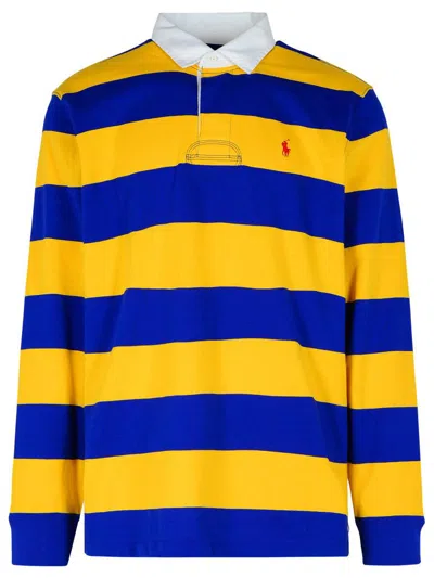 Polo Ralph Lauren The Iconic Rugby Shirt Man Polo Shirt Bright Blue Size L Cotton In Yellow