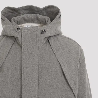 Ranra Wool Jacket With Design And Functional Hood In Grey