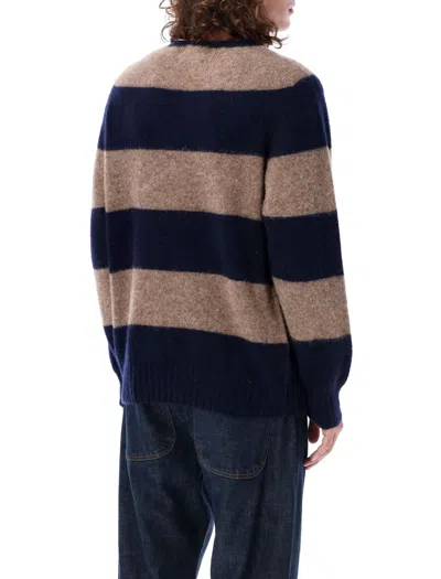 Ymc You Must Create Ymc Suedehead Striped Wool Jumper In Navy Stripe