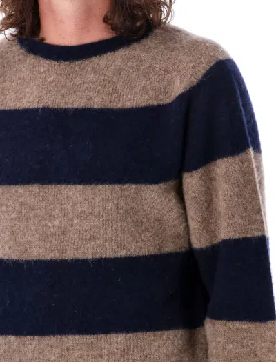 Ymc You Must Create Ymc Suedehead Striped Wool Jumper In Navy Stripe