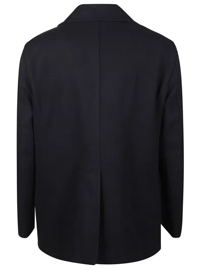 Tagliatore Blue Wool Blend Short Double-breasted Coat In Blue