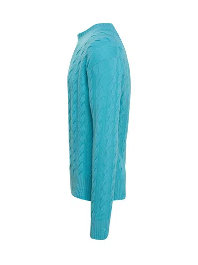 Laneus Cable-knit Jumper In Blue