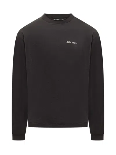 Palm Angels Cotton Oversize Crew Neck Sweatshirt In White