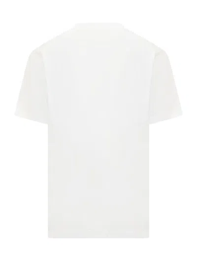 Versace White Crewneck T-shirt With Logo Lettering Print In Cotton Man In White