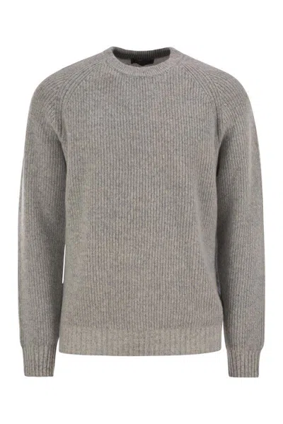 Peserico Crew-neck Rib Sweater In Grey