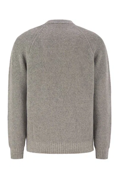 Peserico Crew-neck Rib Sweater In Grey