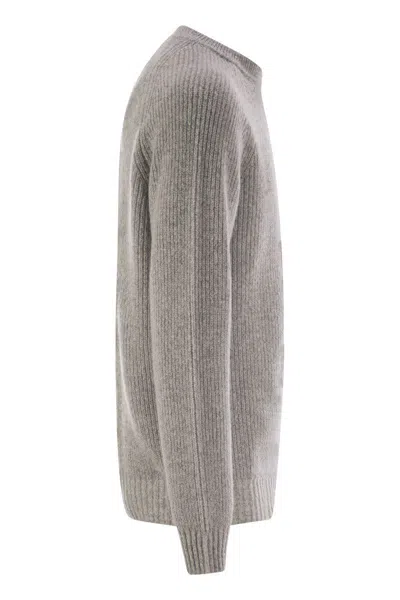 Peserico Crew-neck Rib Sweater In Grey
