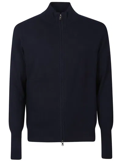 Ballantyne Black Zipped Cardigan With High Collar In Blue