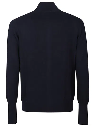 Ballantyne Black Zipped Cardigan With High Collar In Blue