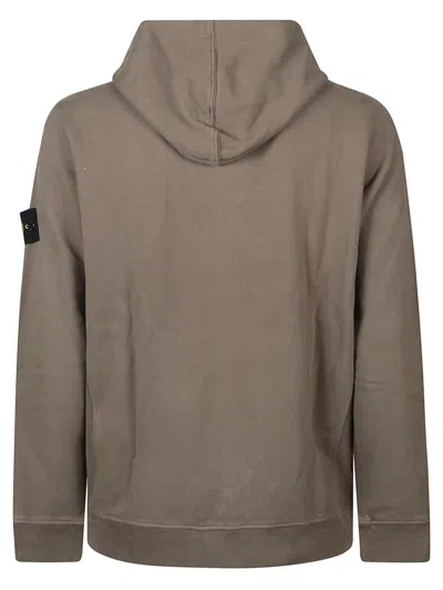 Stone Island Gray Patch Hoodie In Brown