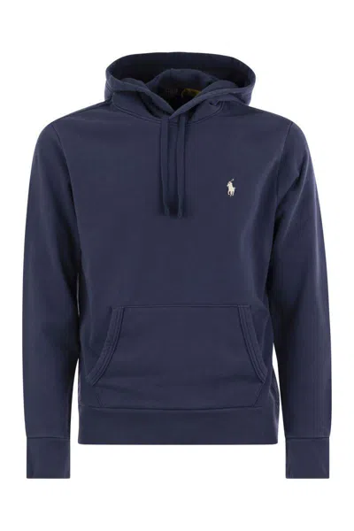 Polo Ralph Lauren Hooded Sweatshirt With Embroidered Pony In Navy