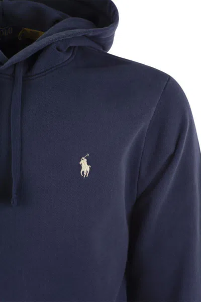 Polo Ralph Lauren Hooded Sweatshirt With Embroidered Pony In Navy