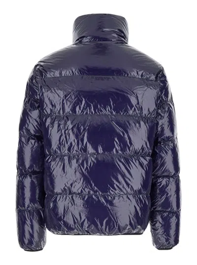 Dsquared2 Blue Down Jacket With Logo Patch On The Front In Tech Fabric Man In Blue