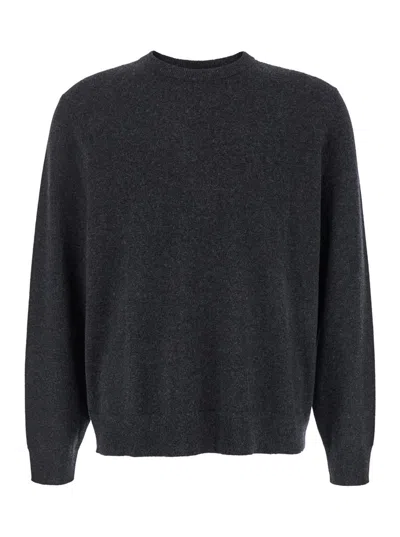 Theory Mens Maden Textured Relaxed-fit Wool Jumper Charcoal Melange In Grey