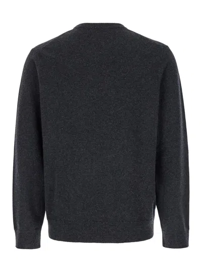 Theory Mens Maden Textured Relaxed-fit Wool Jumper Charcoal Melange In Grey