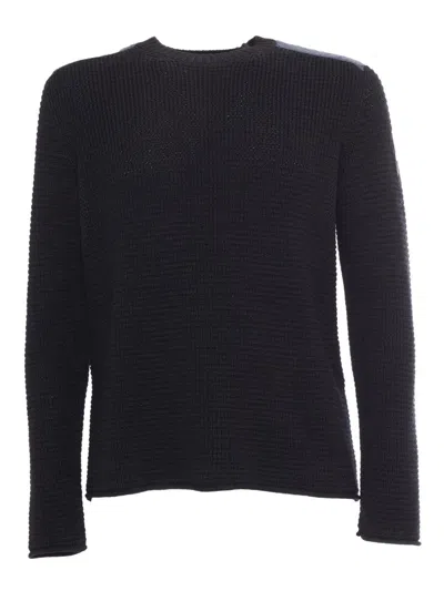 Premiata Textured Knit Sweater With Classic Crew Neck In Blue
