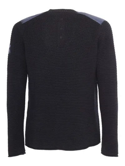 Premiata Textured Knit Sweater With Classic Crew Neck In Blue