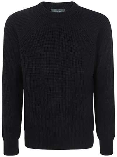 Zanone Raglan-sleeves Cashmere Sweater In Black