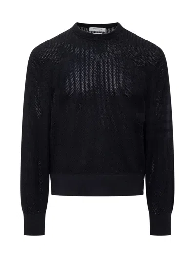 Thom Browne Virgin Wool 4bar Pullover In Blue